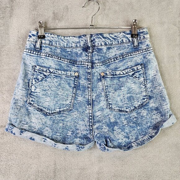 Womens Mossimo Denim High Rise Medium Wash Cuffed Textured Size 8 - Picture 5 of 9